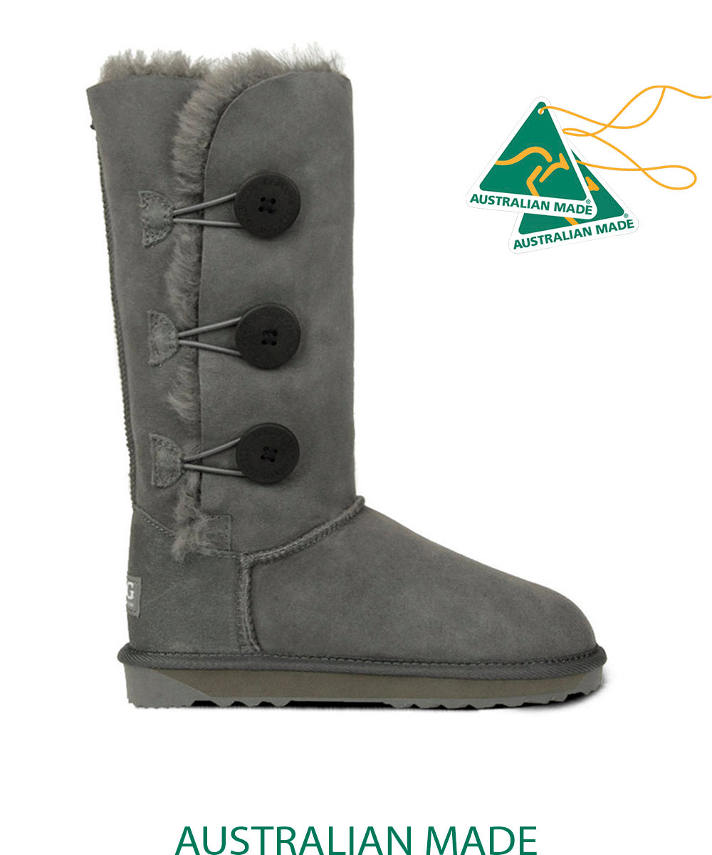 Premium UGG Men's 3-Button Fleece Lined Boots - Warm & Comfortable Winter Shoes for Snow, Outdoor & Casual Wear