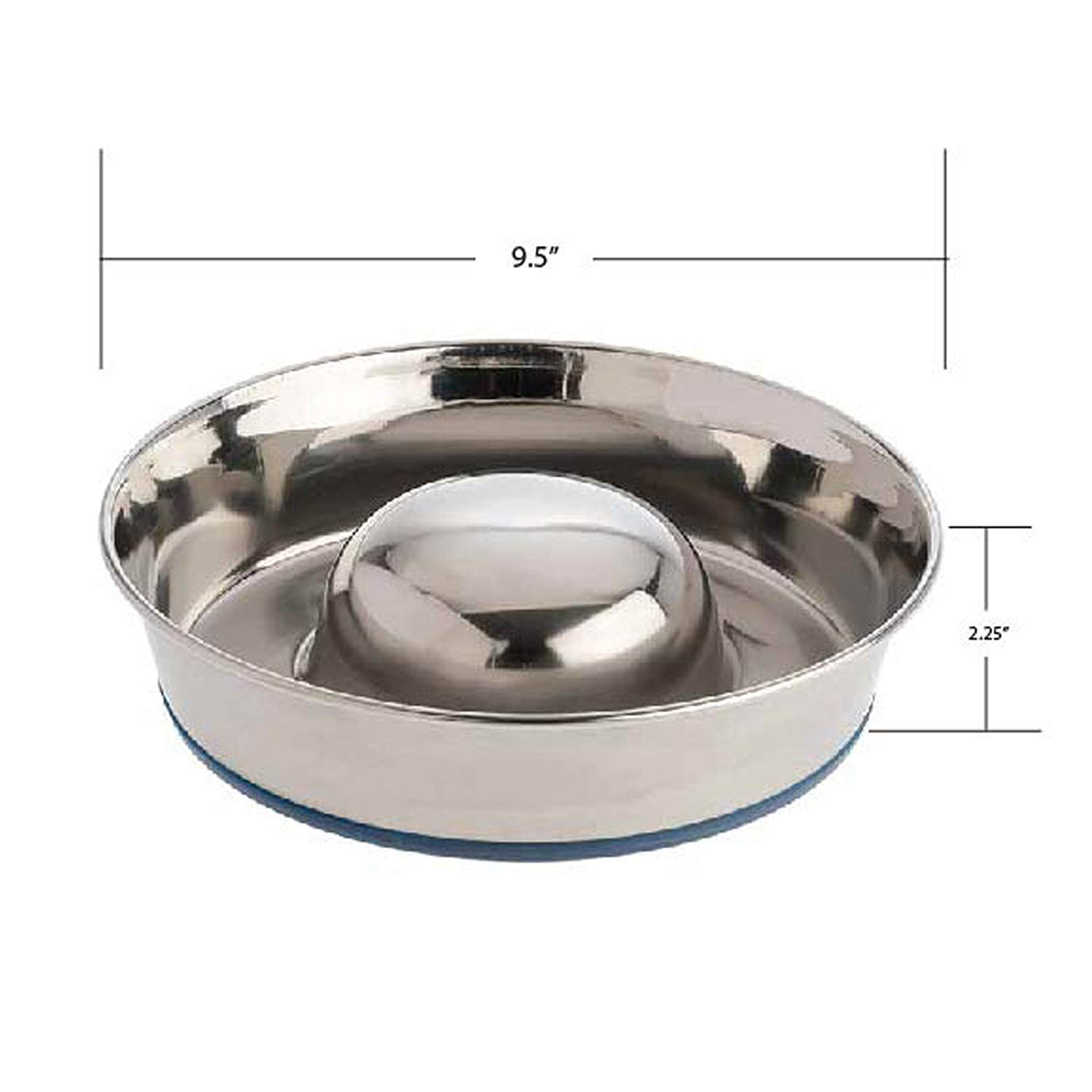 DuraPet Slow Feed Stainless Steel Dog Bowl for Small & Large Dogs - Anti-Gulping Pet Food Bowl for Fast Eaters - Silver (2040010301) - Perfect for Mealtime Portion Control & Digestive Health