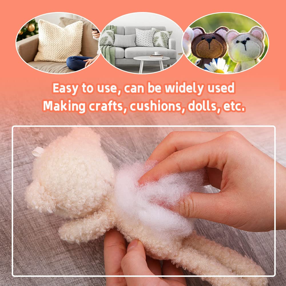 Premium 800g/28.2oz Fiber Fill Stuffing for Stuffed Animals, Pillows & DIY Crafts - High Resilience Polyester Fiber Filling for Soft Toys, Cushions, Home Decor & Sewing Projects
