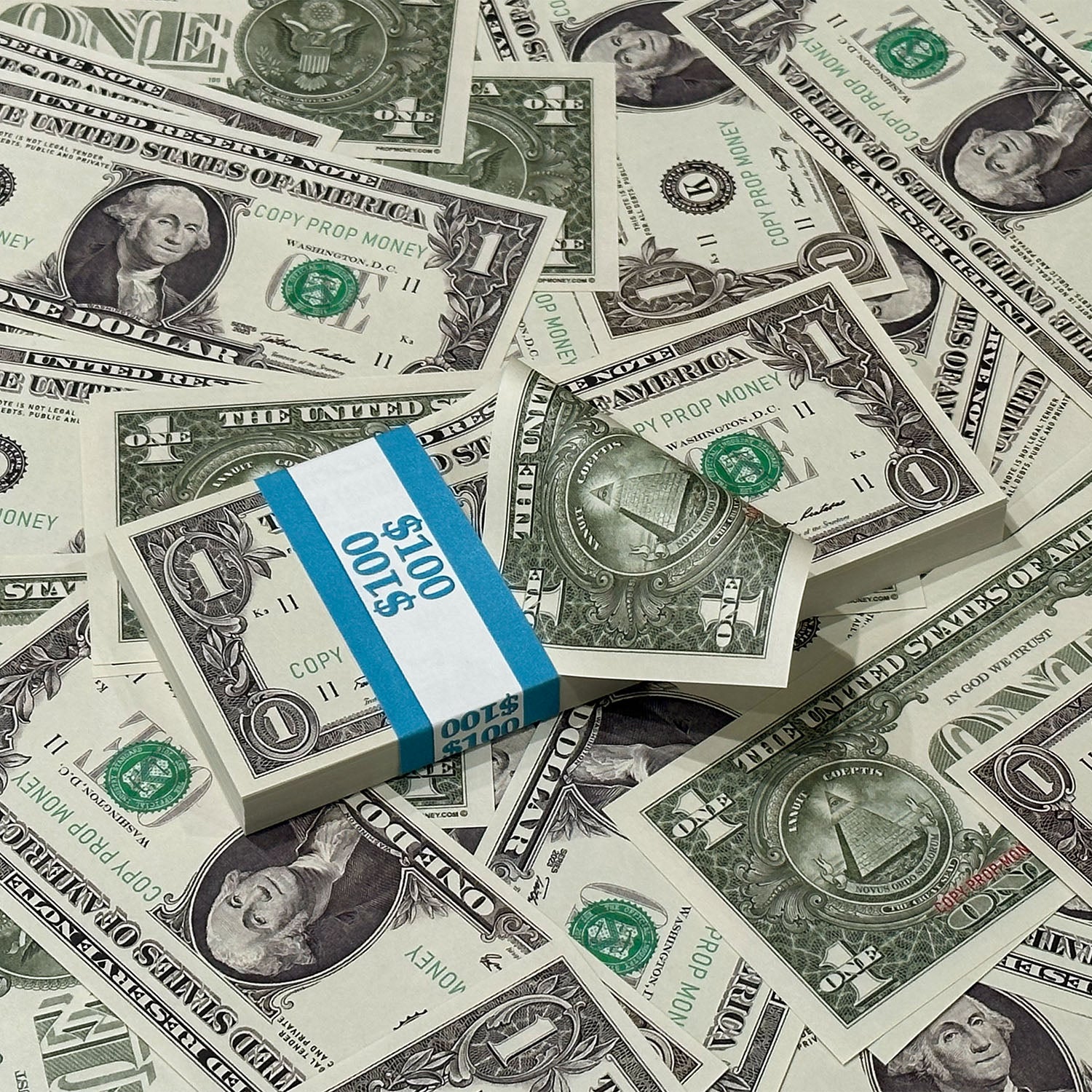 Authentic $1 Full Print Premier Prop Money Stack - Realistic Fake Bills for Movies, TV Shows & Photography (USA New Series)