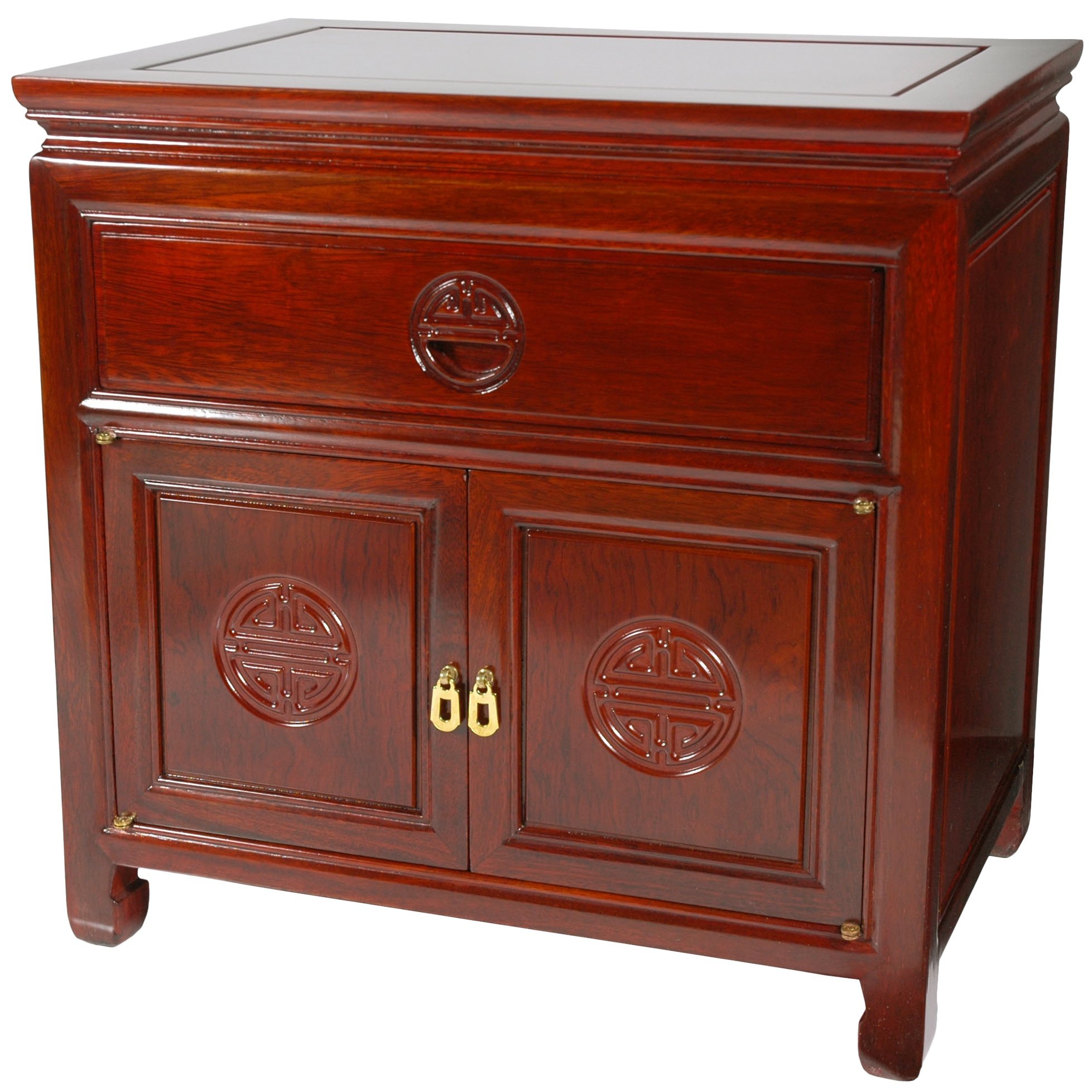 Red Wooden Bedside Table Nightstand with Drawer - 22