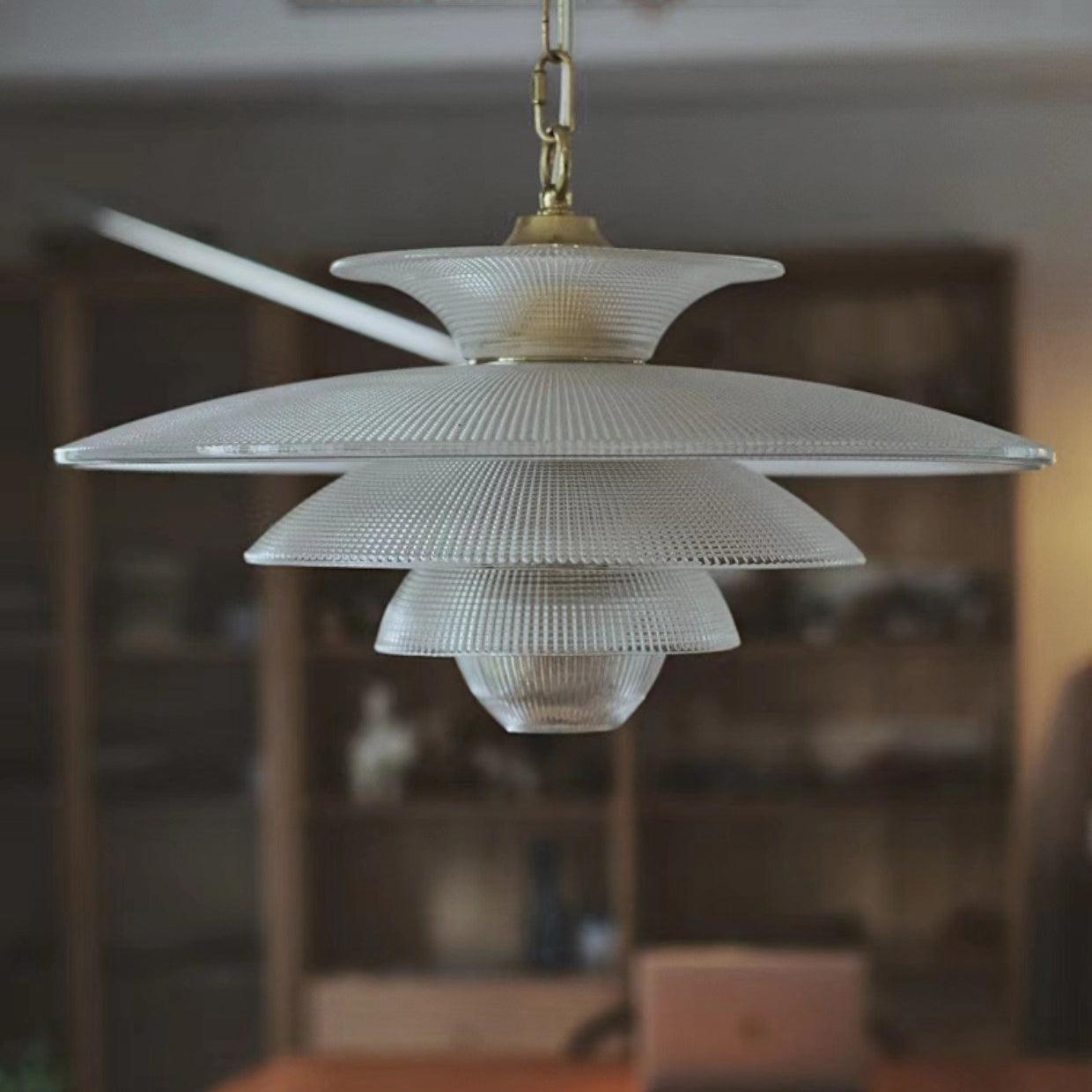 Modern Grid Glass Pendant Light - Industrial Style Ceiling Hanging Lamp for Kitchen Island, Dining Room & Living Room Decor