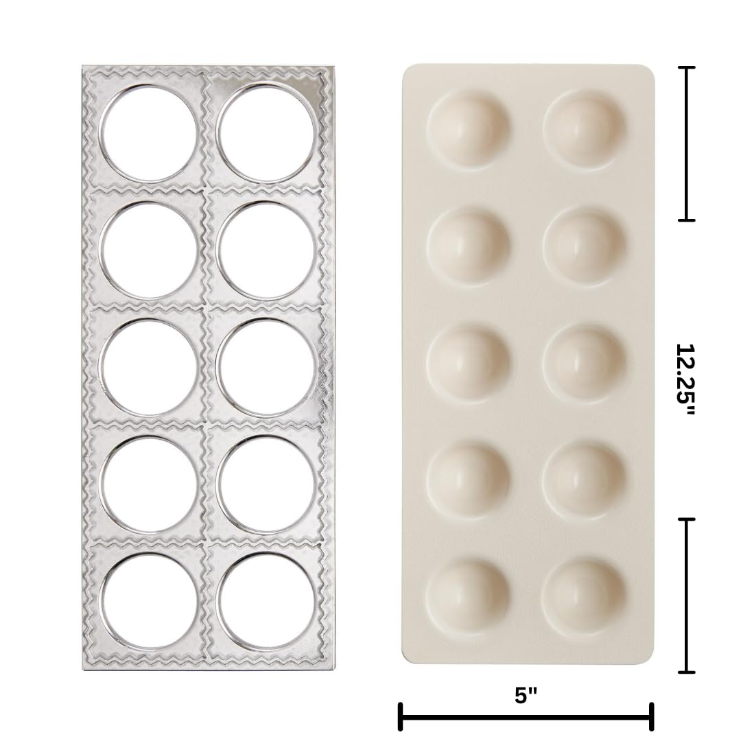 Fantes Jumbo Ravioli Maker - Authentic Italian Pasta Tool for 10 Large Raviolis | Handmade Pasta Dough Press | Perfect for Homemade Italian Meals & Family Dinners | Since 1906