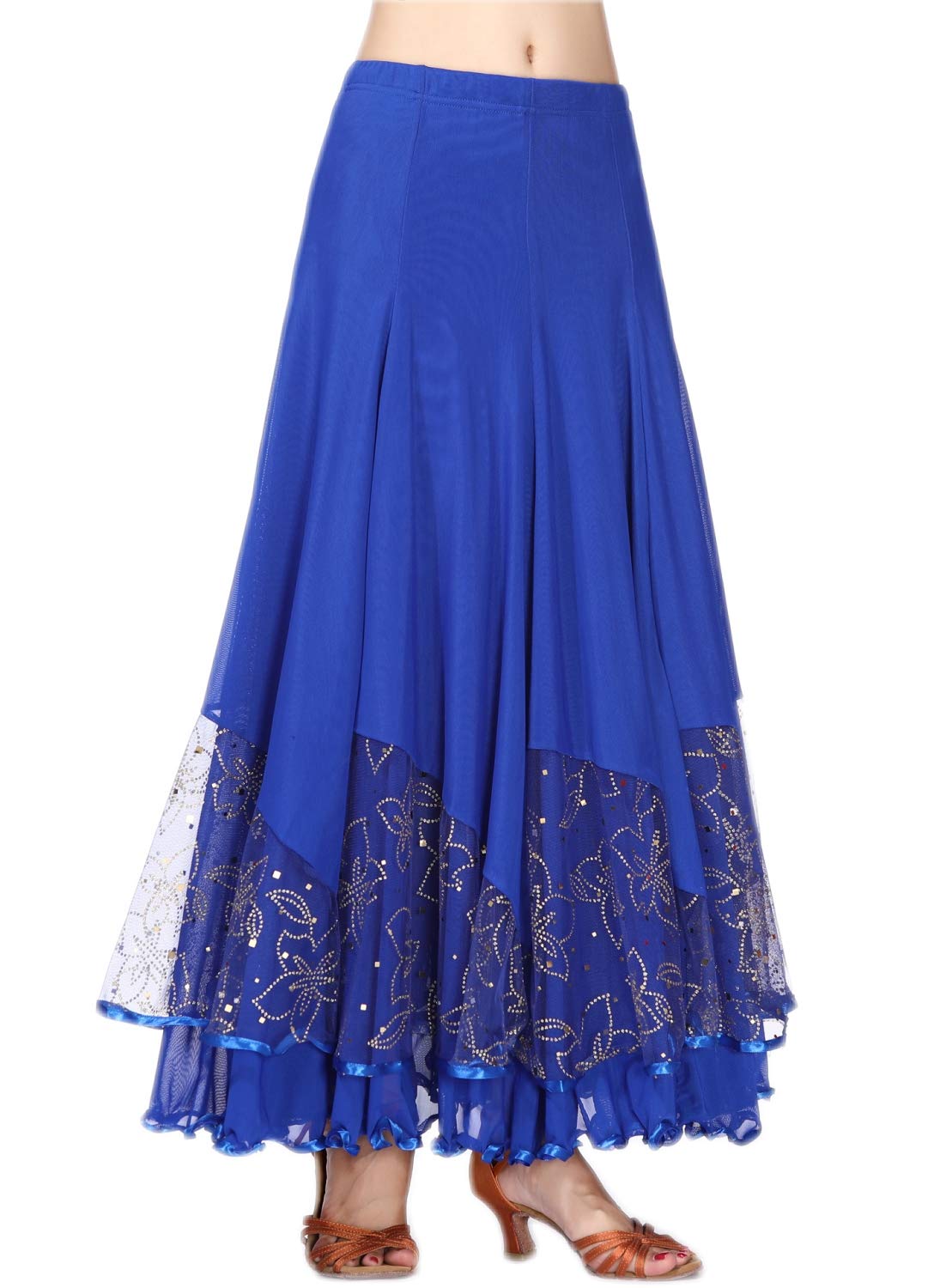 CISMARK Elegant Ballroom Dance Skirt - Latin & Swing Party Long Skirt for Women, Perfect for Dance Competitions & Social Events