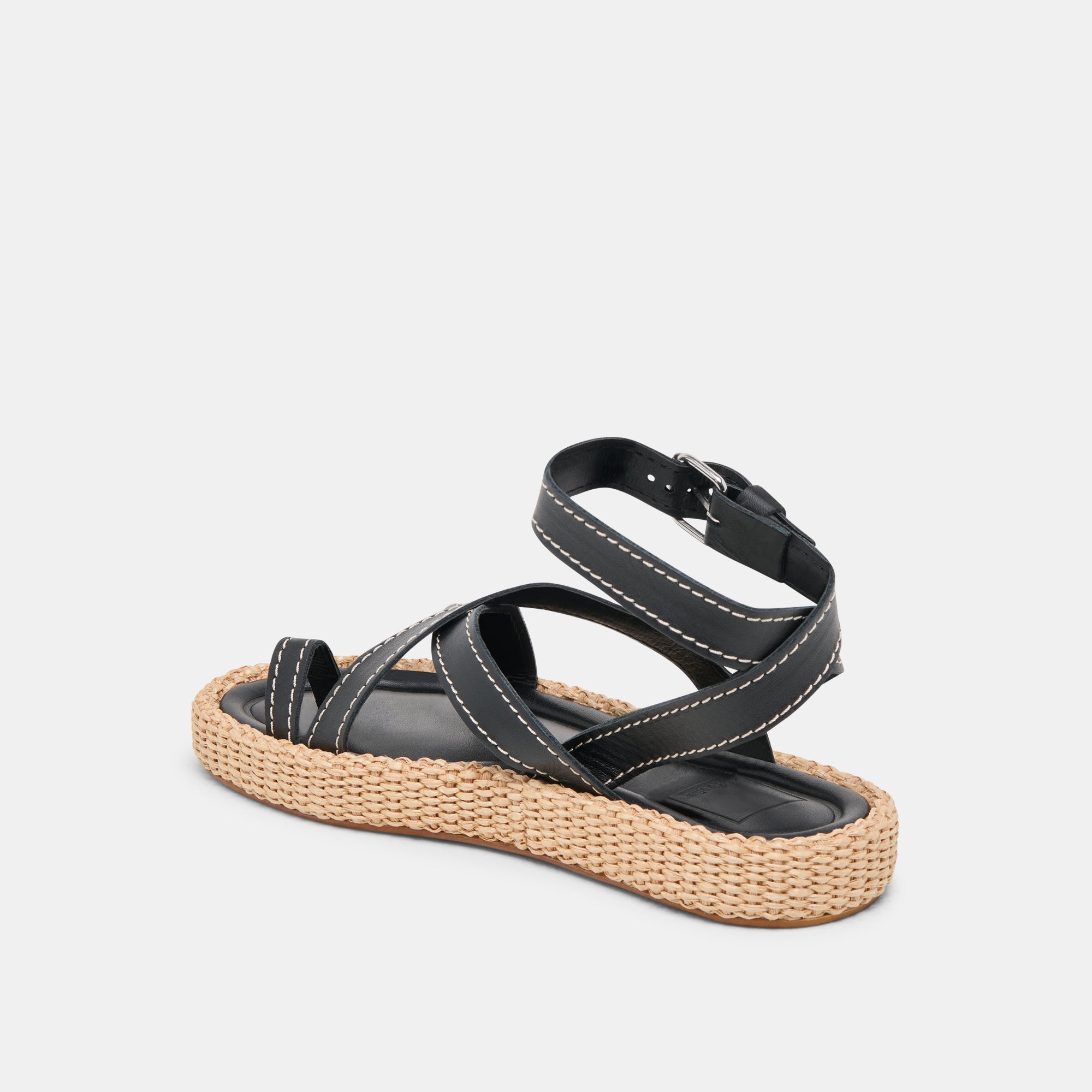 ROXIE Women's Black Leather Sandals - Comfortable & Stylish for Summer, Beach, and Casual Outings