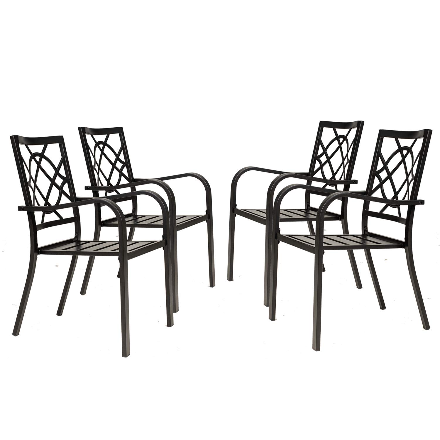Incbruce 300lbs Capacity Patio Chairs Set of 4 - Heavy Duty Stackable Outdoor Dining Chairs with Metal Frame & Wrought Iron Design - Perfect for Garden, Poolside, Backyard, Deck, and Outdoor Entertaining