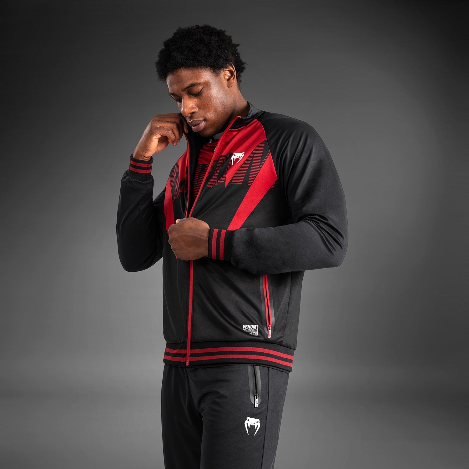 Venum Adrenaline Men's Track Jacket - Lightweight Running Jacket for Men, Breathable & Moisture-Wicking - Perfect for Gym, Jogging & Outdoor Sports (Red)