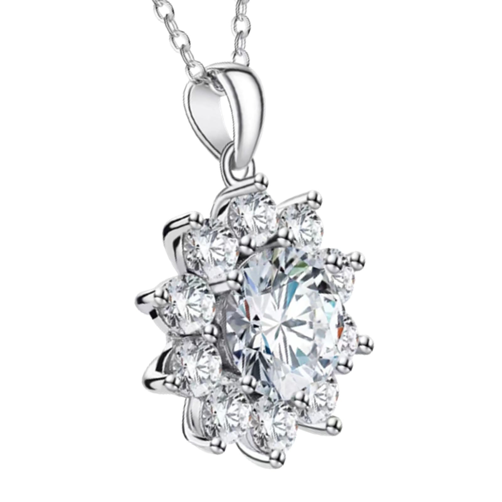 Sunflower Moissanite Pendant Necklace for Women 1CT-3CT - Elegant Jewelry Gift for Wife, Girlfriend, Mom, Daughter - Perfect for Wedding Anniversaries, Engagements, Birthdays, Christmas, Valentine's Day & Mother's Day - Ideal for Special Occasions & Everyday Wear