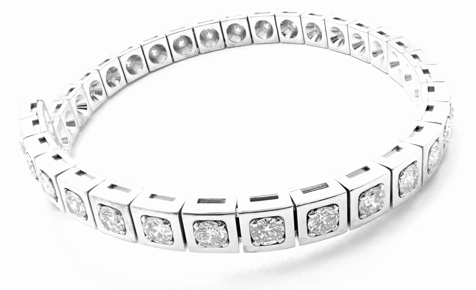 Authentic Cartier Tectonique 18K White Gold Diamond Tennis Bracelet - Luxury Jewelry for Women, Elegant Gift for Anniversary & Special Occasions