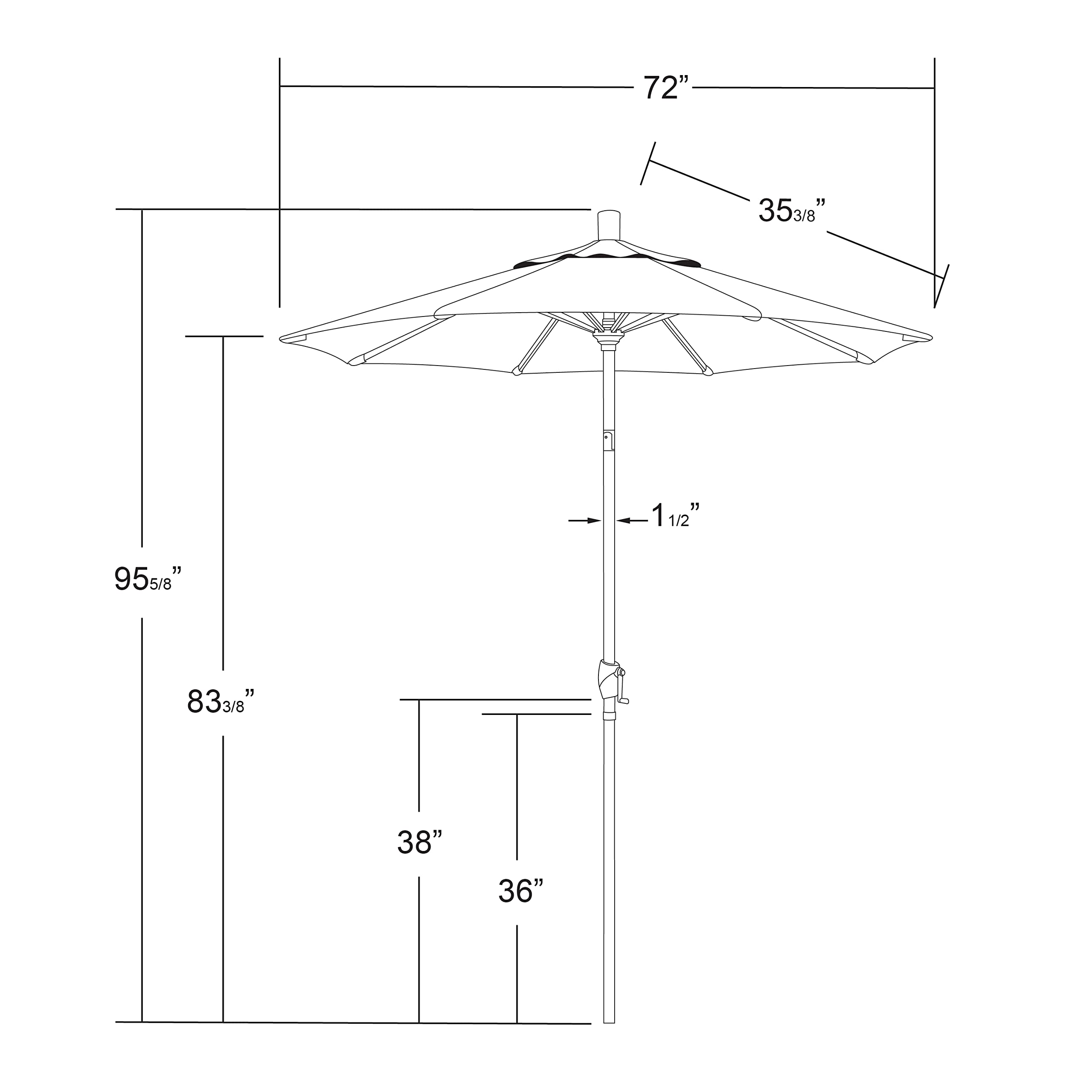 6' Round Aluminum Patio Umbrella with Crank Lift & Push Button Tilt - Bronze Pole & Sunbrella Natural Fabric for Outdoor Dining, Poolside, and Garden Relaxation