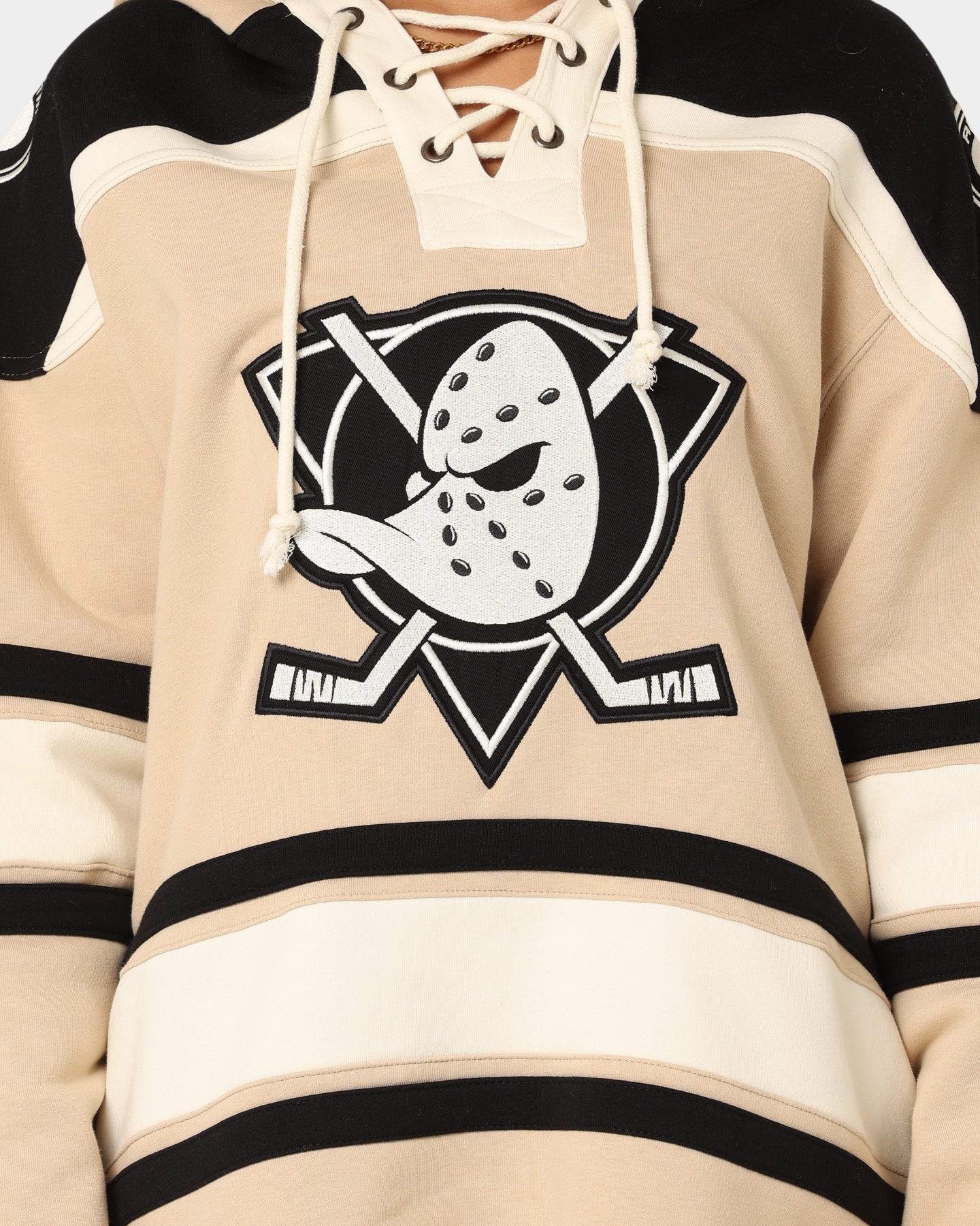 47 Brand Anaheim Ducks Superior Lacer Hoodie - Men's Khaki Pullover Sweatshirt for Casual Wear & Sports Fans