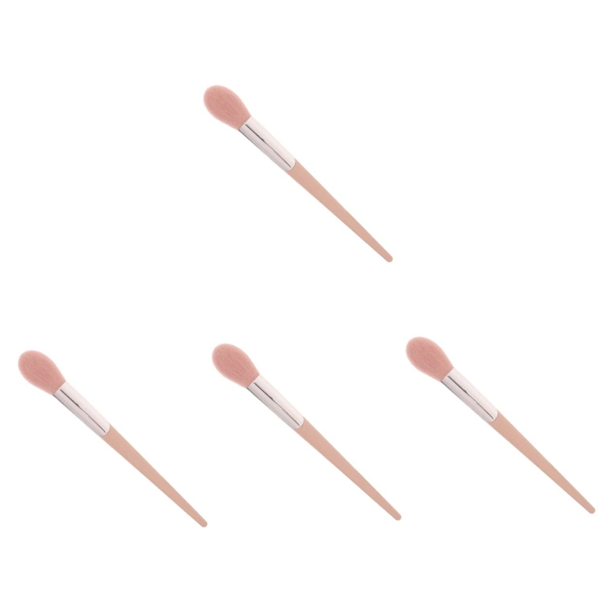 Minkissy Large Makeup Brush Set - 4pcs Precision Blush & Highlighter Brushes with Flame Design, Soft Pink Artificial Fiber Bristles for Women | Perfect for Contouring, Blending & Highlighting