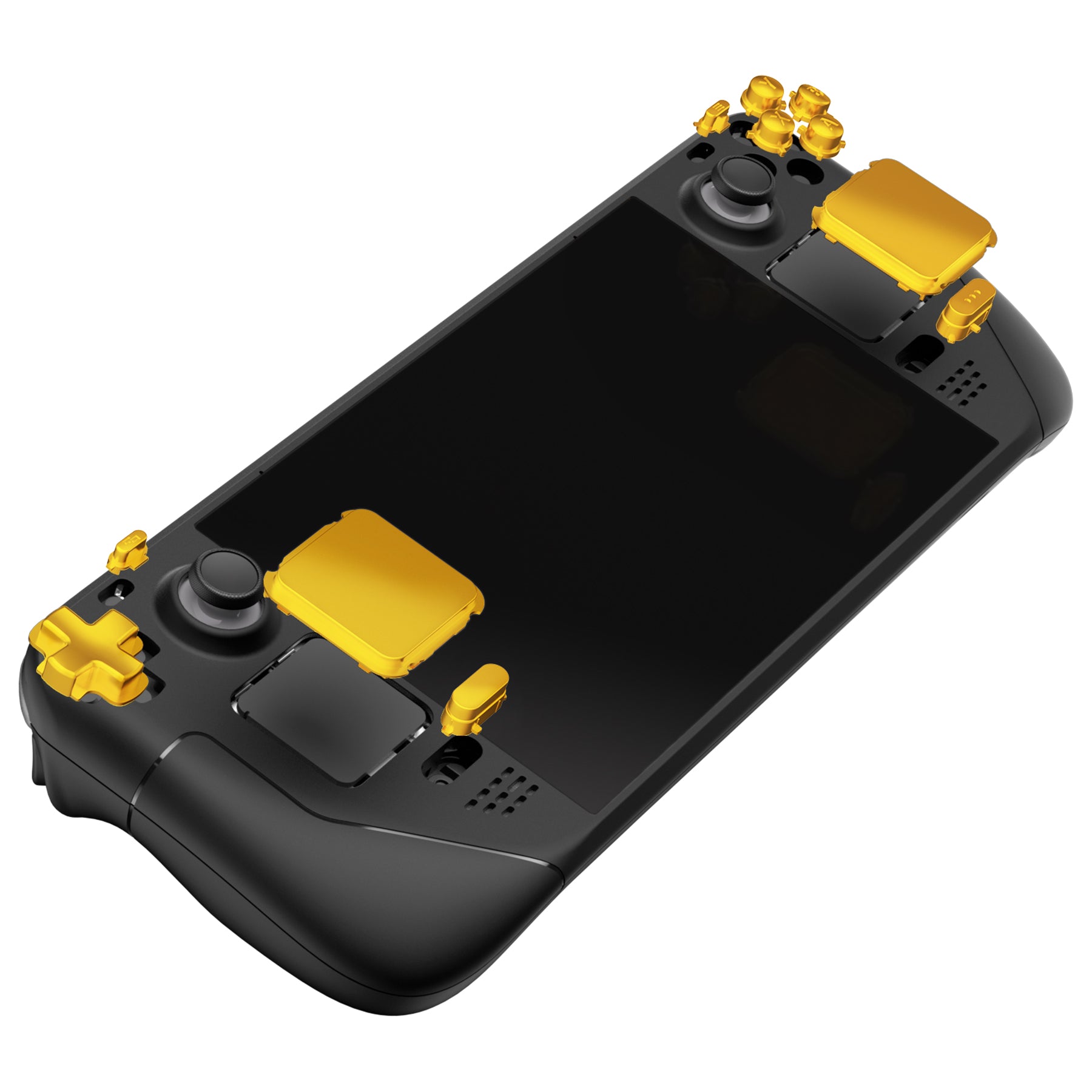 eXtremeRate Chrome Gold Replacement Buttons Full Set for Steam Deck LCD - Upgrade Your Gaming Experience for Enhanced Control & Style | Perfect for Competitive Gaming & Custom Builds