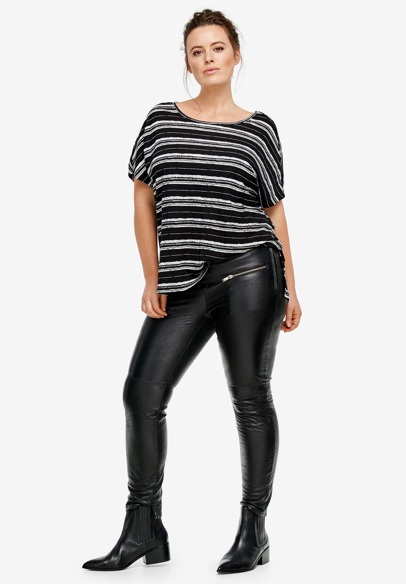 Ellos Women's Plus Size Skinny Leather Pants - Stretch Faux Leather Pants for Women, High Waist Slim Fit Trousers - Perfect for Office, Night Out & Casual Wear