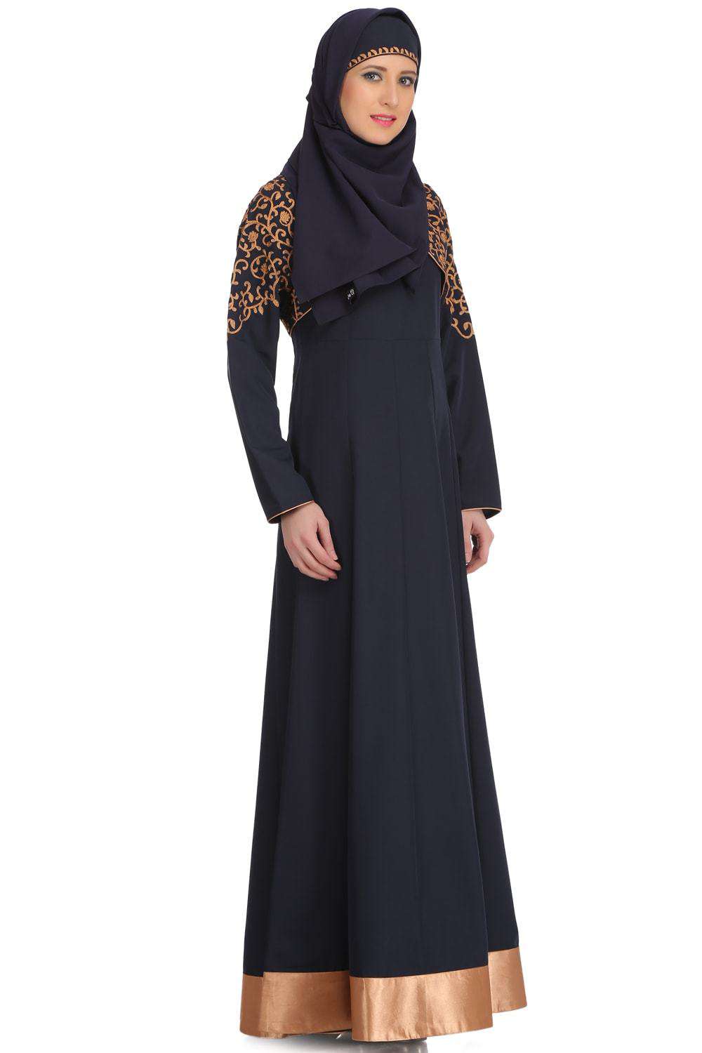 Premium Navy Blue Kashibo Abaya for Women - Modest Islamic Prayer Dress - Perfect for Mosque, Eid, and Special Occasions