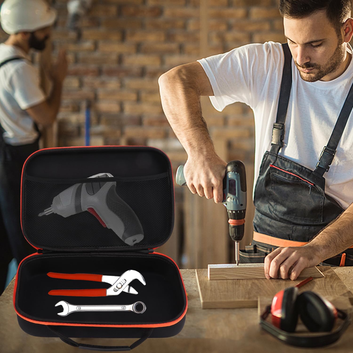 Durable 12.6x8.7 Inch Oxford Cloth Drill Tool Bag - Portable Electric Grinder Storage Case with Handle & Zipper Pouch - Fits Drill, Pliers, Wrench, Screwdriver - Perfect for Electricians, DIY Projects & Workshop Organization