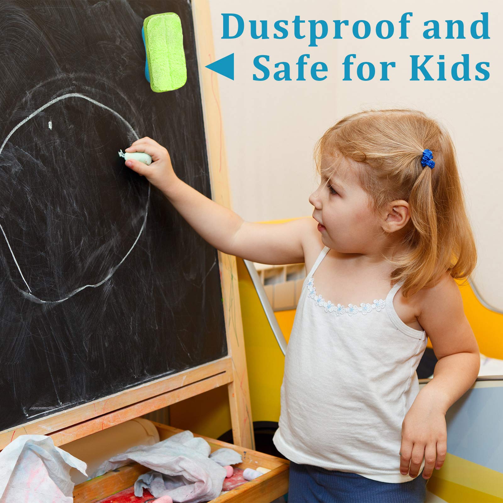 Microfiber Dustless Chalk Eraser - Magnetic Chalkboard Cleaner & Multipurpose Duster - Washable & Reusable for Markers, Chalk - Perfect for Home, Classroom, Office (4-Pack) - Ideal for Whiteboards, Blackboards, and School Supplies