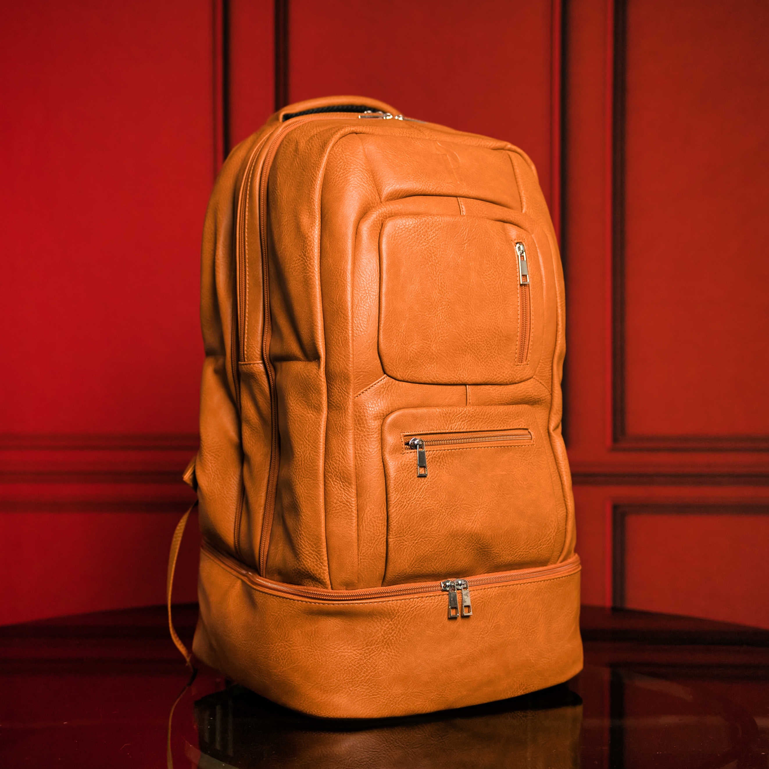 Premium Brown Leather Carry-On Luggage - Patented Signature Design for Travel & Business Trips