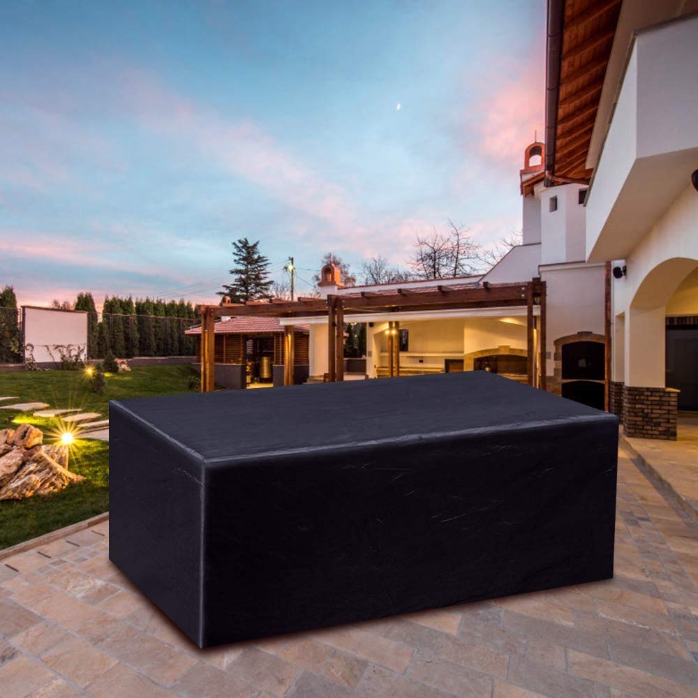 **60x60x60cm Black 420D Oxford Fabric Garden Furniture Cover - Windproof, Adjustable Hem for Patio Table & Outdoor Storage (Ideal for Rain, Snow & UV Protection)**