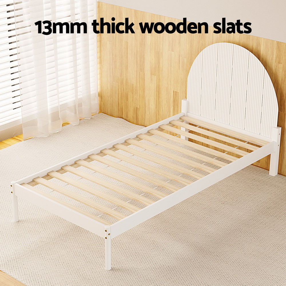 Stylish Daly Single Wooden Bed Frame in White - Perfect for Kids' Rooms, Guest Bedrooms & Small Spaces