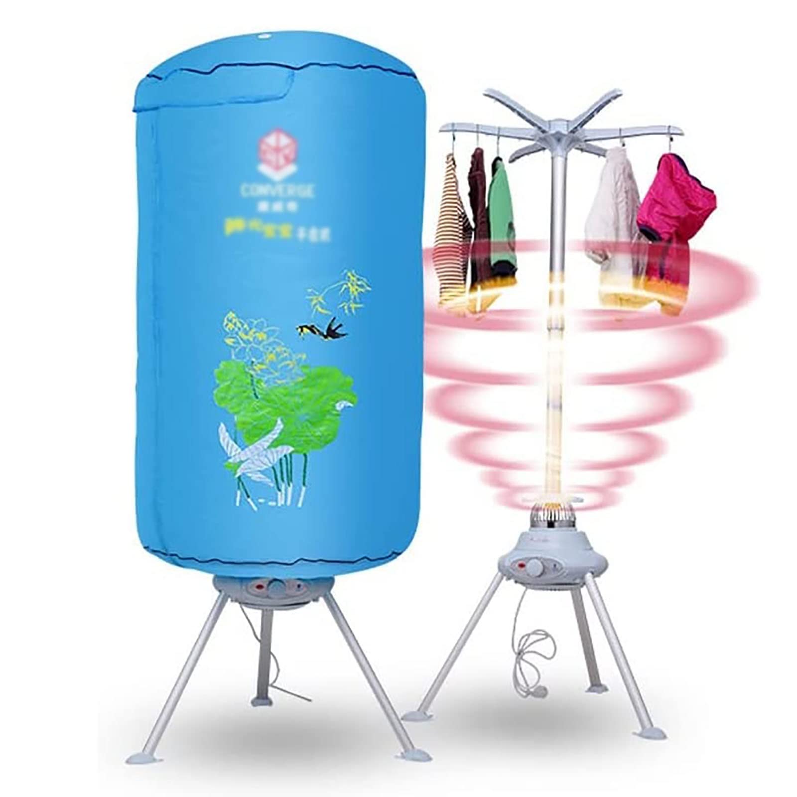 1000W Electric Clothes Dryer - Fast Drying, Energy Efficient Heated Airer with Timer, 15kg Capacity for Home & Laundry (Blue) | Perfect for Small Spaces, Apartments & Quick Drying Needs