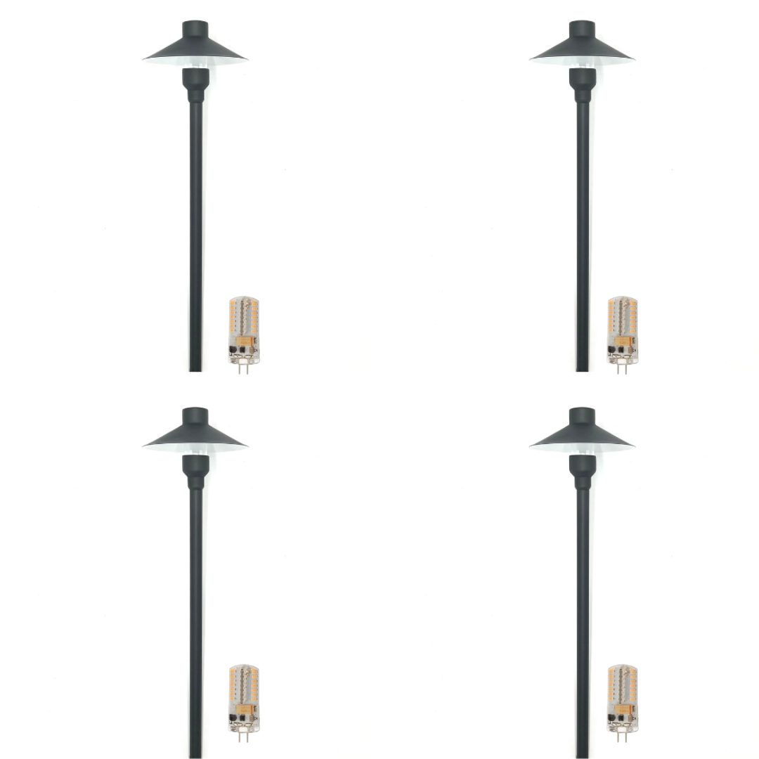 BPLP04 Rein Brown Brass Path Light - 4x/8x/12x G4 LED 2W Dimmable 2700K Warm White Low Voltage Outdoor Landscape Lighting for Garden, Walkway & Patio