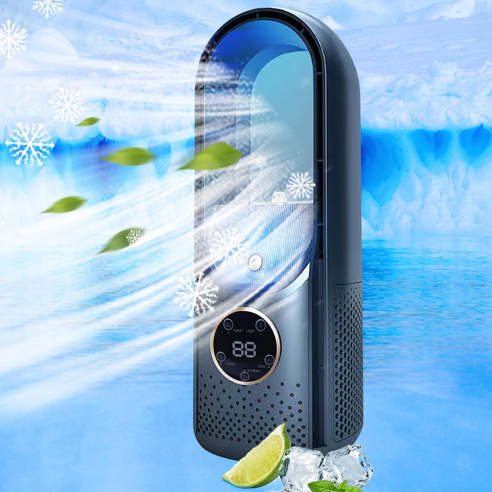 USB Leafless Fan with Humidifier - Quiet Desktop Electric Fan for Home, Office & Dormitory | USB Powered, Multi-Speed, Timer Function | Perfect for Cooling & Air Circulation in Bedroom, Workspace & Study Room