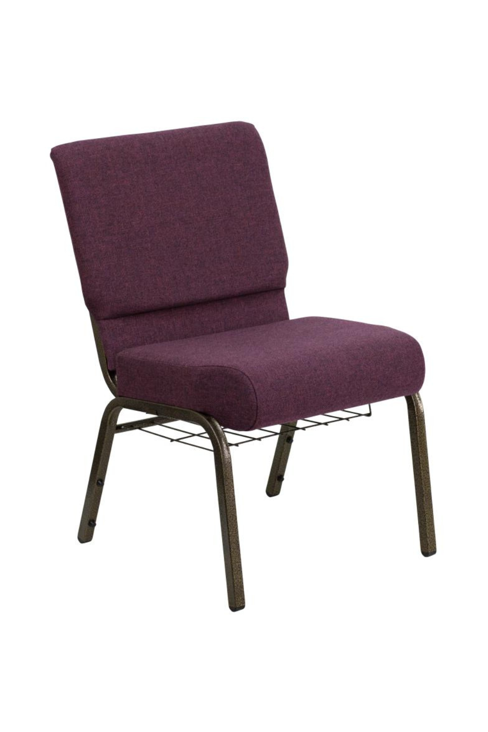 FLASH HERCULES Series 21''W Church Chair with Book Rack - Beige Fabric & Copper Vein Frame - Perfect for Churches, Chapels, and Event Venues