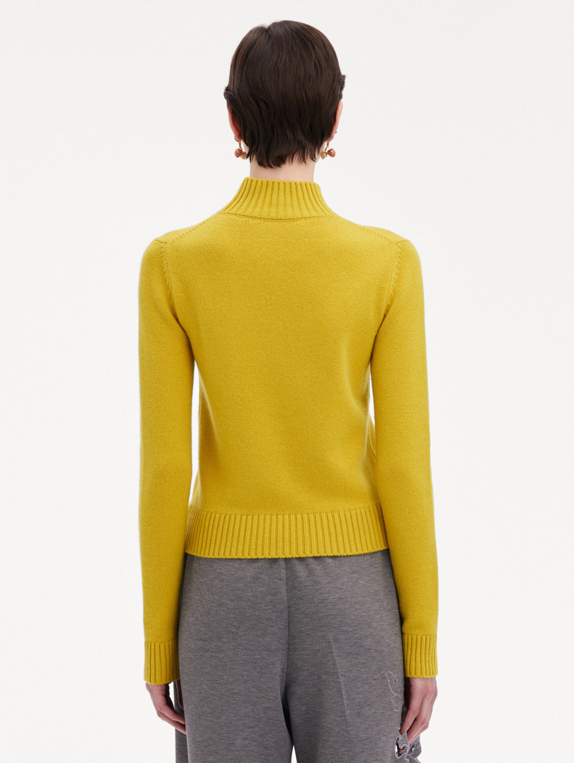 Luxury O Flower Mock Neck Cashmere Sweater for Women - Soft & Warm Winter Pullover - Perfect for Office, Date Night & Holiday Outfits