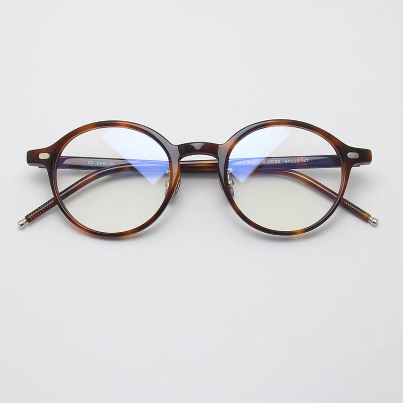Black Unisex Full Rim Round Acetate Eyeglasses 49205 - Stylish & Lightweight Frames for Men & Women | Perfect for Reading, Work & Everyday Wear