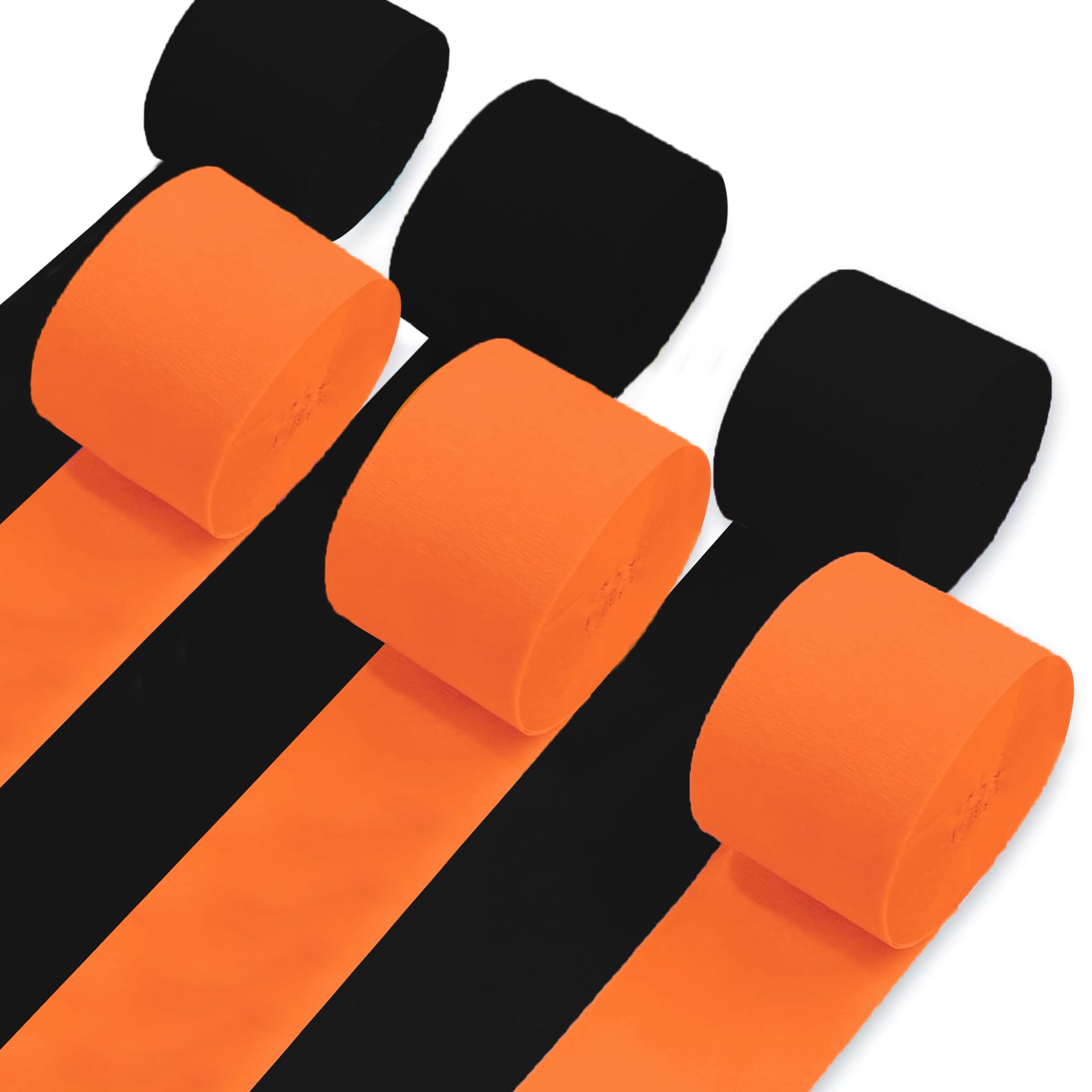 6 Rolls Halloween Crepe Paper Streamers - Orange & Black Party Decorations for Halloween, Birthday, Baby Shower, Gender Reveal, Wedding & Graduation | DIY Crafts & Festive Backdrops for Home, School & Office Celebrations