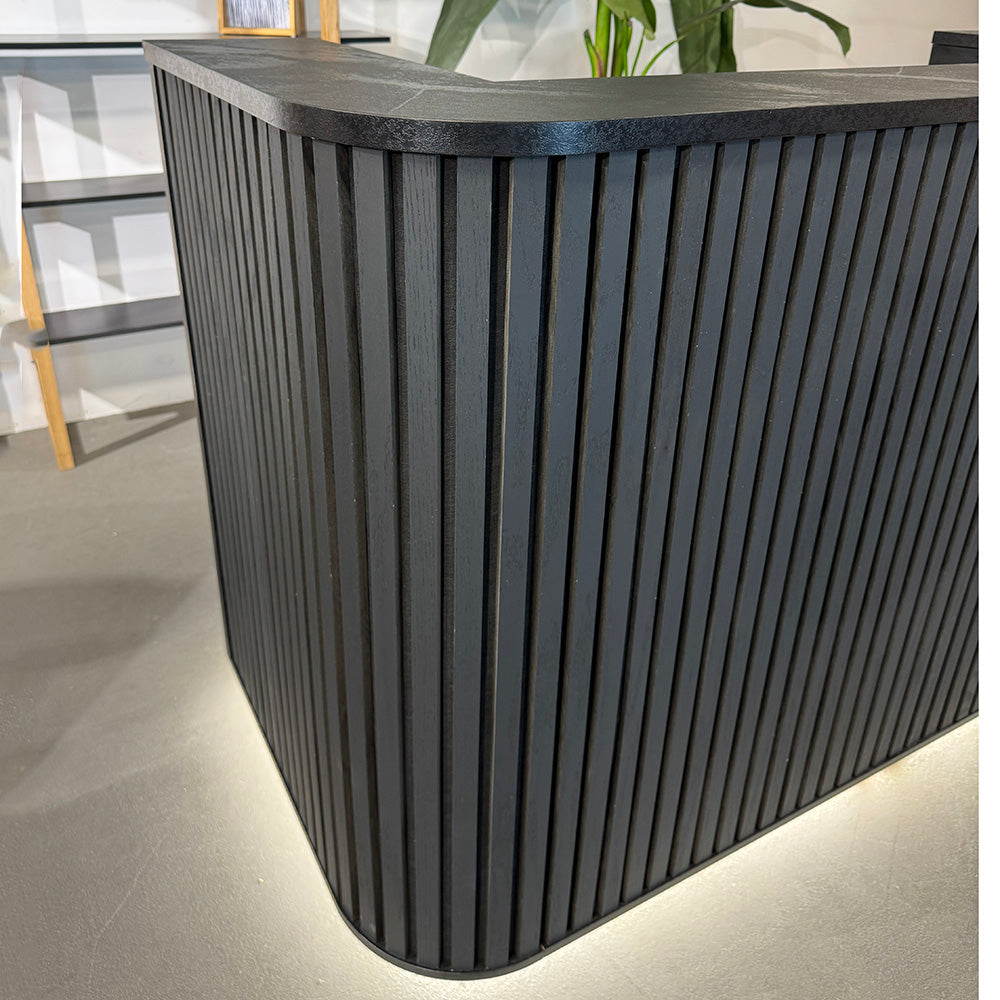 Modern HALO Reception Desk 180cm Black - Premium Office Furniture for Hotels, Corporate Lobbies & Professional Workspaces