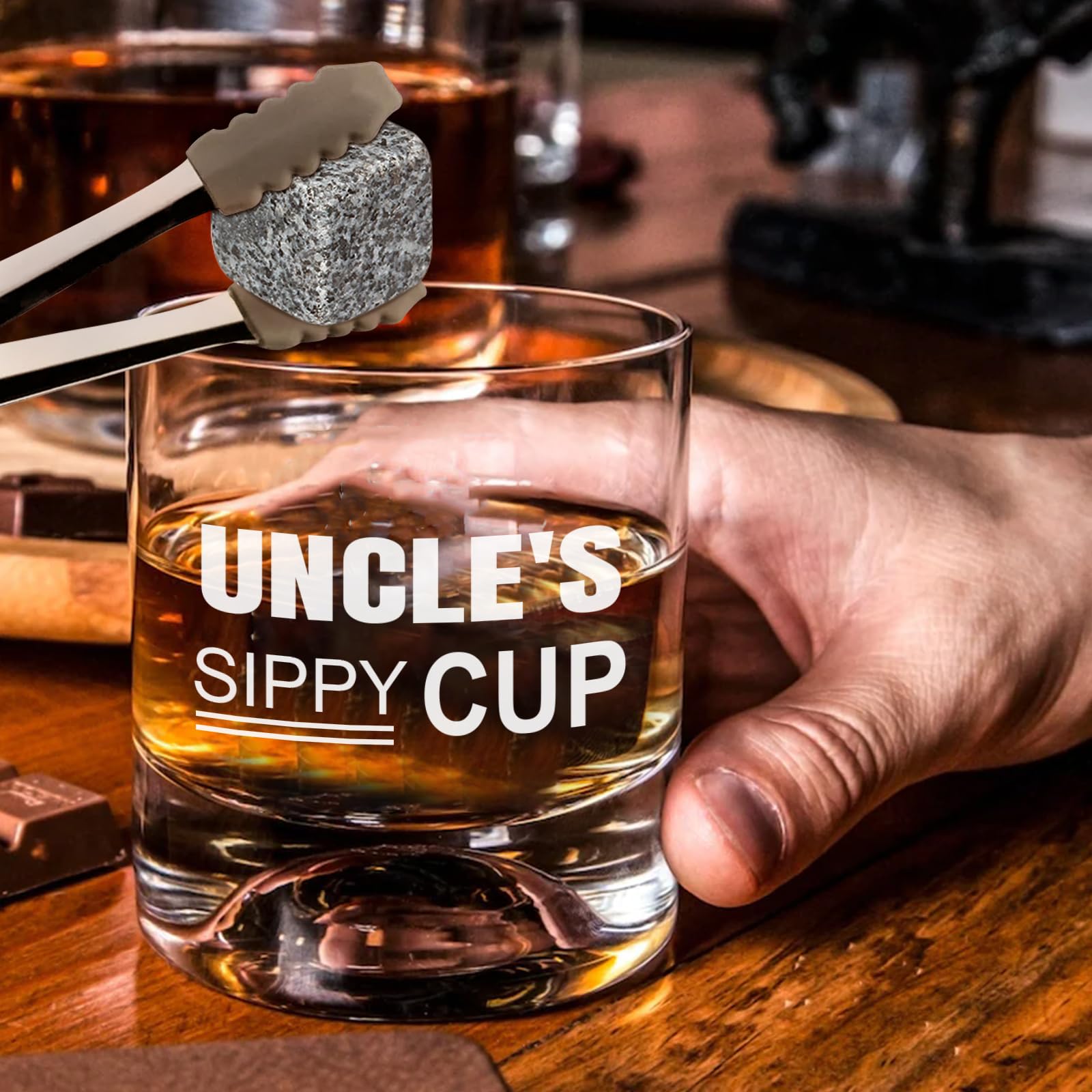 Personalized Whiskey Gift Set for Uncle - Engraved Uncle Sippy Cup, Fun & Unique Uncle Gifts for Christmas, Birthday, Father's Day - Perfect for Whiskey Lovers & Fun Uncles (Funcle Gifts from Niece/Nephew)