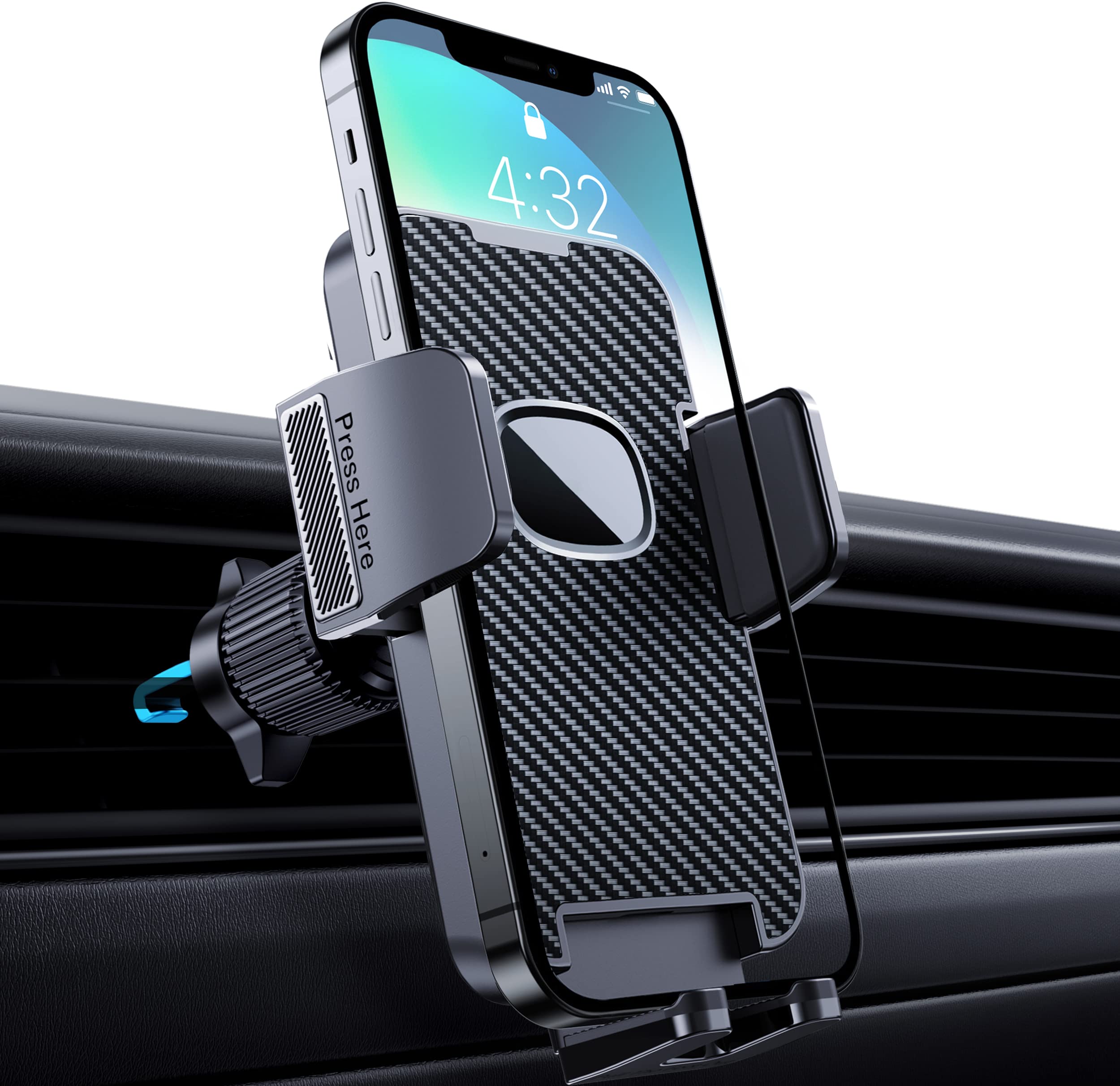 Upgraded Universal Car Air Vent Phone Mount Holder - Thick Case Friendly Hook Clip for iPhone & Android Smartphones - Perfect for Safe Driving & Hands-Free Navigation