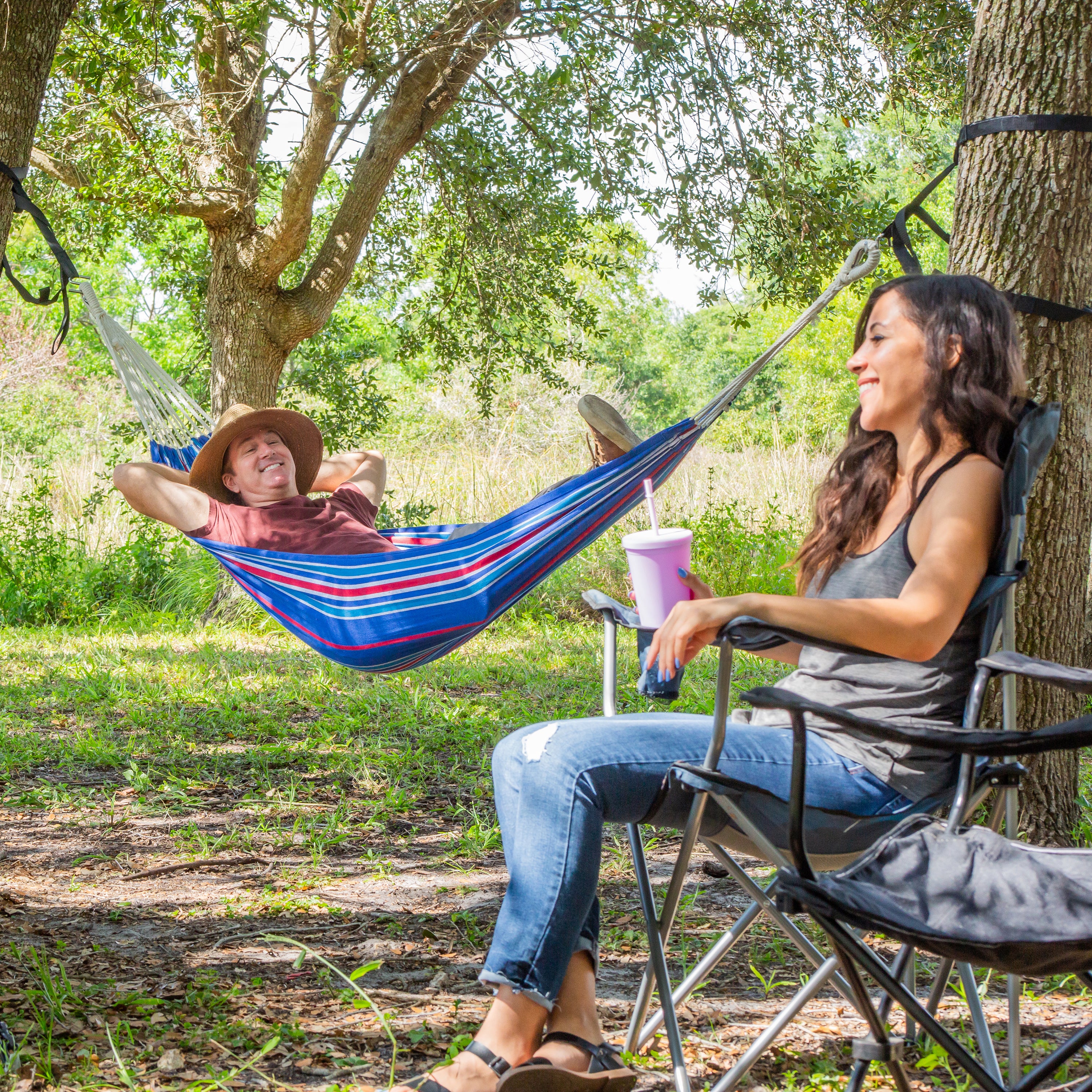 Bliss Hammocks BH 400W5CA Portable Hammock in a Bag with Hanging Hardware | 40 Inch Wide | 220 LB Weight Capacity | Perfect for Camping, Backyard Relaxation & Outdoor Adventures