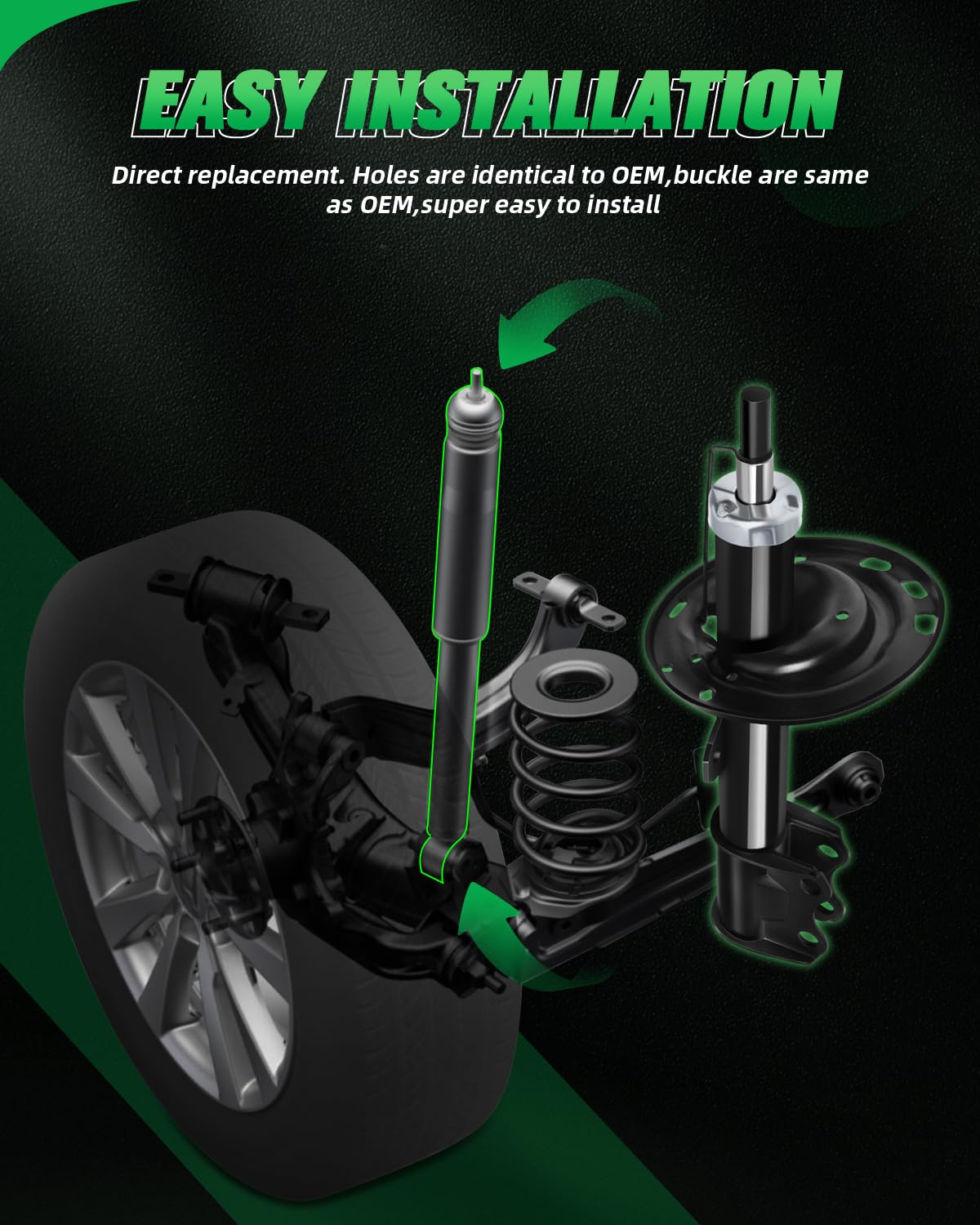 SCITOO Rear Shock Absorbers for Toyota Highlander 2008-2016 & Venza 2013-2016 - Heavy Duty Suspension Struts Replacement - Set of 2 - Perfect for Off-Roading, Towing & Smooth Ride Comfort