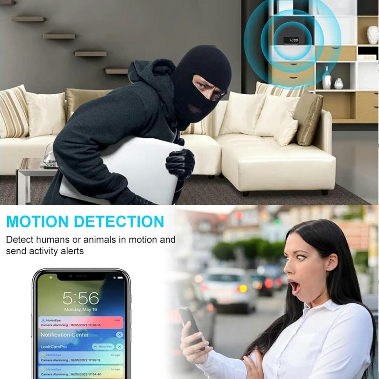 XDRGOOIUY 2500mAh Mini Full HD 1080p Wireless WiFi Hidden Spy Camera - Full Aluminum Body, IR Night Vision, Motion Detection - Perfect for Home Security, Office Monitoring & Covert Recording
