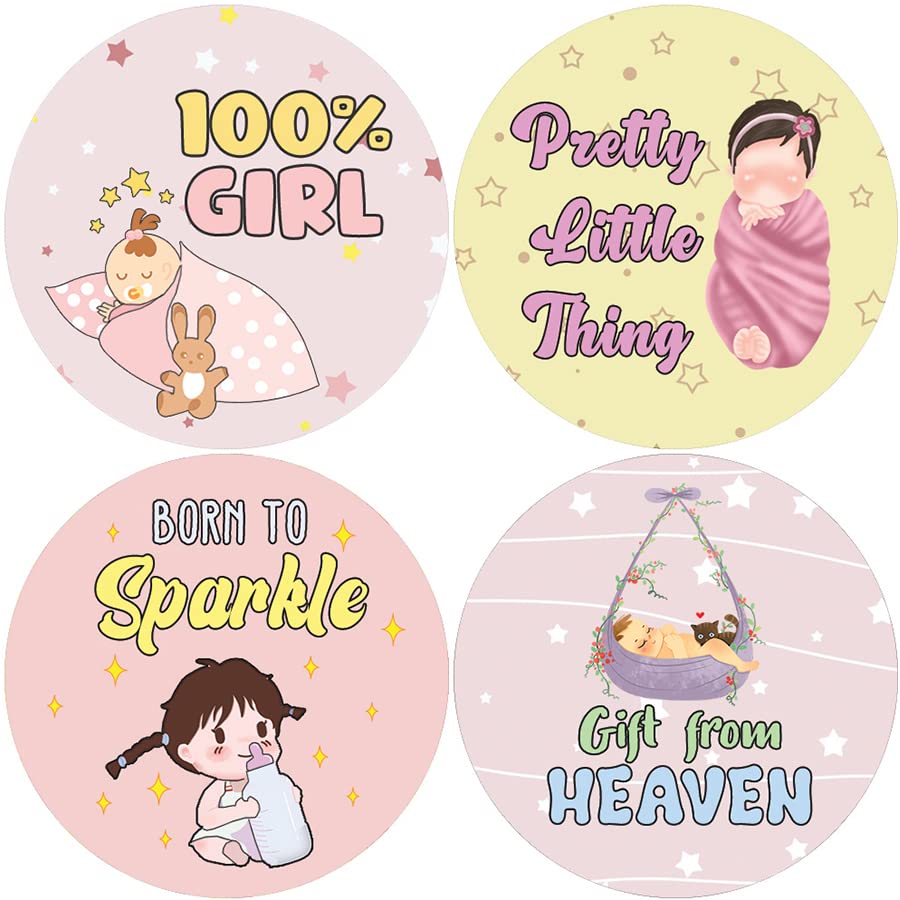 Creanoso New Baby Girl Quotes Stickers (10 Sets X 16 Designs) - Perfect Sticker Card Giveaways for Expectant Mothers & Baby Showers - Cute Stocking Stuffers & Unique Baby Shower Gifts - Ideal for Nursery Decor, Scrapbooking & Parenting Rewards