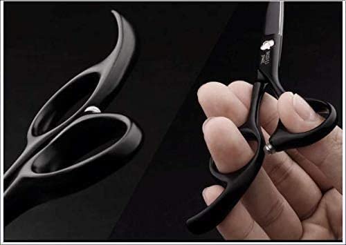 Professional Hair Cutting Scissors Set - 5.5 Inch Barber Shears with Teeth for Home & Salon Use - Styling, Trimming & Thinning Hair - Black Hairdressing Scissors for Men & Women