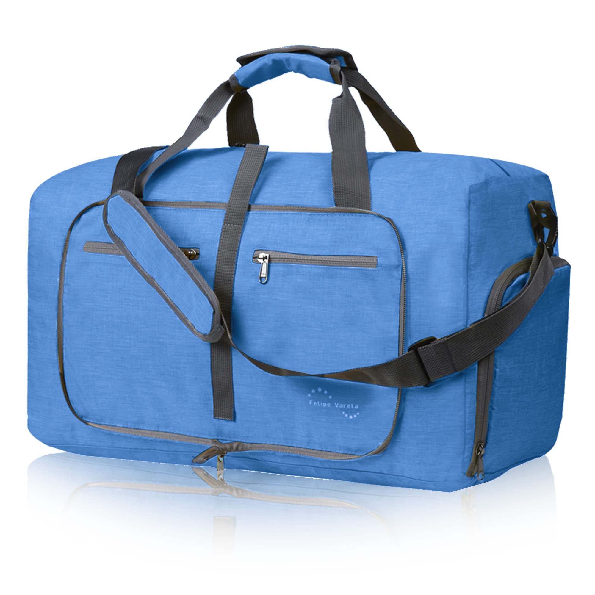 Felipe Varela 65L Duffle Bag with Shoes Compartment & Adjustable Strap - Foldable Waterproof Travel Duffel for Men & Women - Perfect for Gym, Weekend Trips & Air Travel