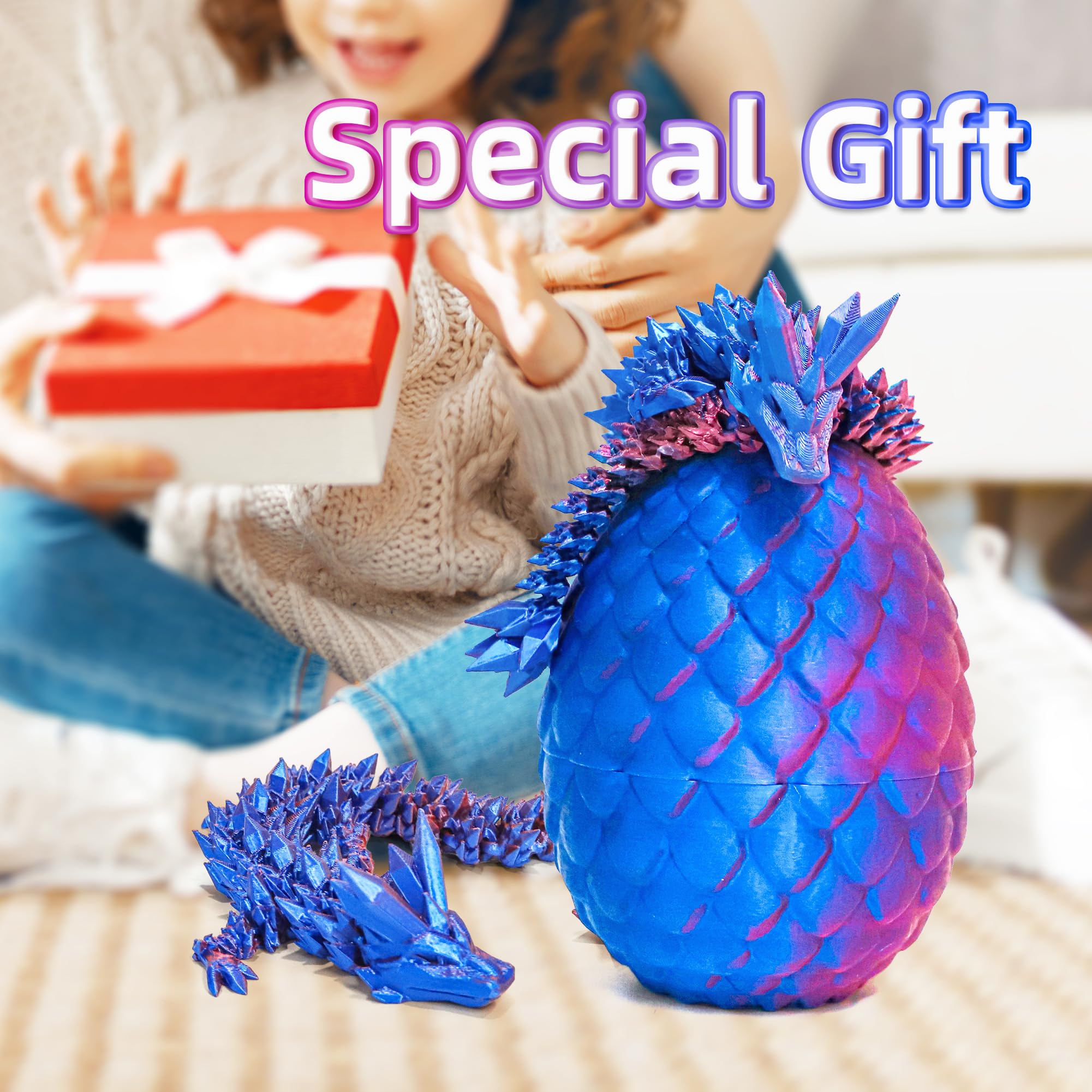 3D Printed Dragon Egg with Flexible Articulated Dragon Inside - 12