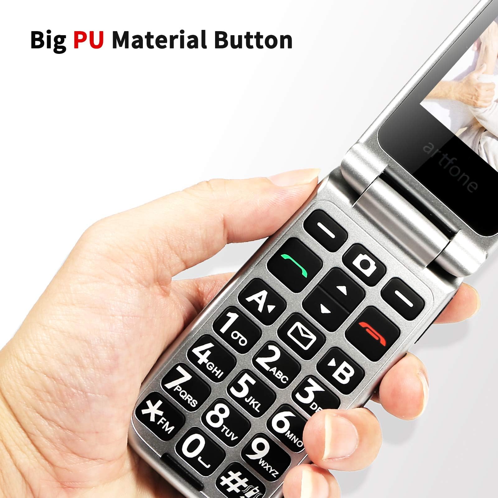 Artfone 4G Volte Unlocked Flip Phone for Seniors - SOS Emergency Button, 2.4