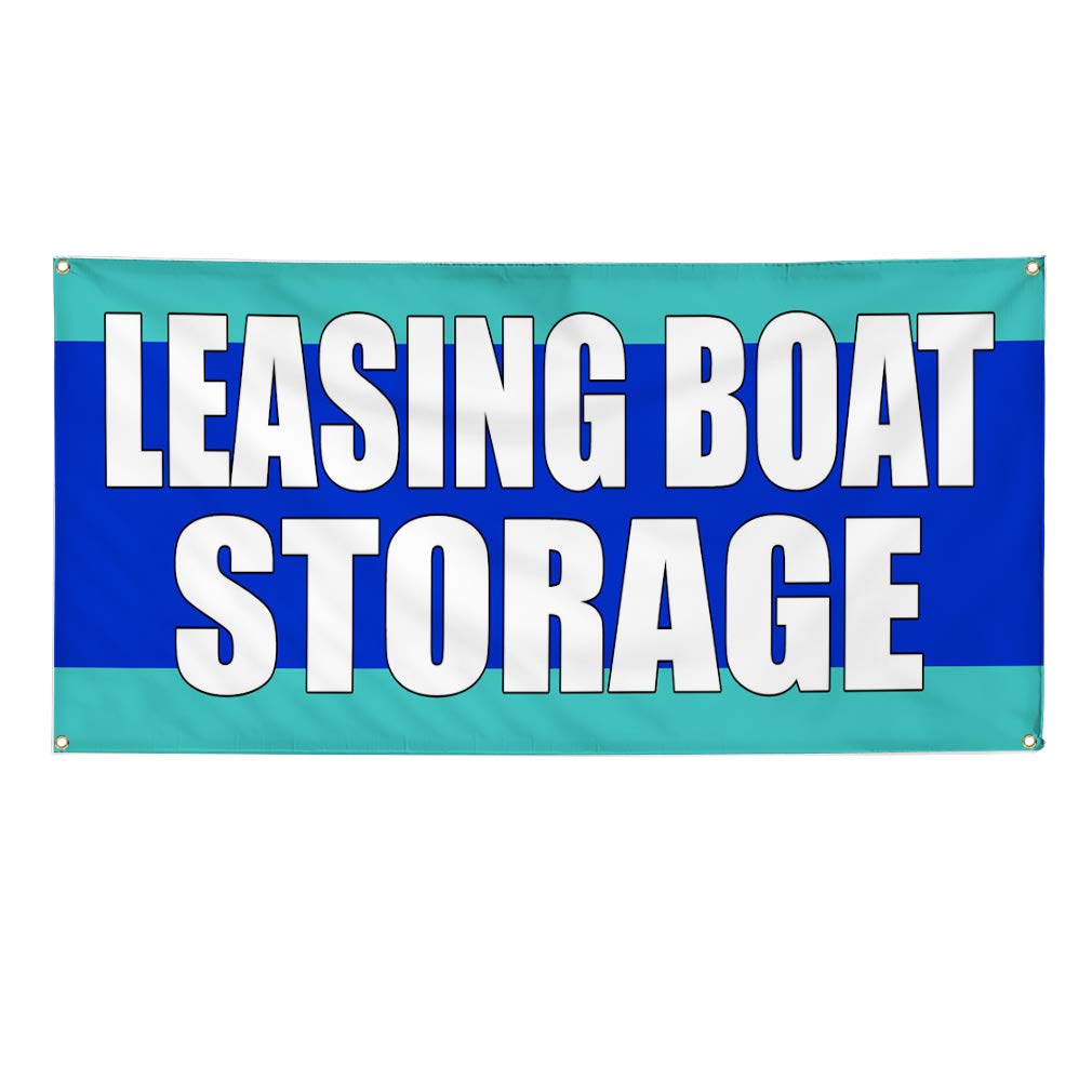 Vinyl Banner - 48x96 Inches with 8 Grommets | Weatherproof Outdoor Business Sign for Boat Storage, Leasing & Industrial Yard Advertising | Perfect for Trade Shows, Construction Sites & Retail Promotions