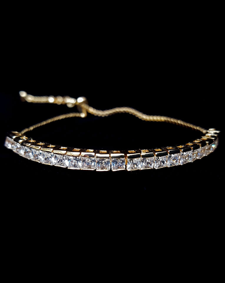 Elegant Teli Square Crystal Adjustable Bridal Wedding Bracelet – Exclusive at Kezani | Perfect for Bridal Showers, Wedding Ceremonies & Anniversary Gifts