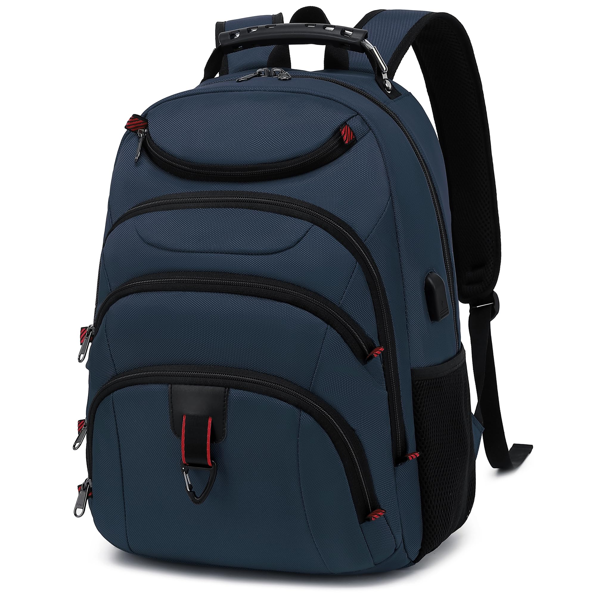 Boavan 15.6 Inch Laptop Backpack for Men - USB Charging Port, Waterproof Anti-Theft Business Backpack - Perfect for Work, Travel, School & Office - Classic Navy