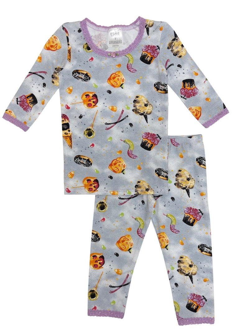 TRICK OR TREATZ Women's 3/4 Sleeve T-Shirt & Cropped Leggings Set - Halloween Costume, Party Outfit, Cosplay, Cute Casual Wear