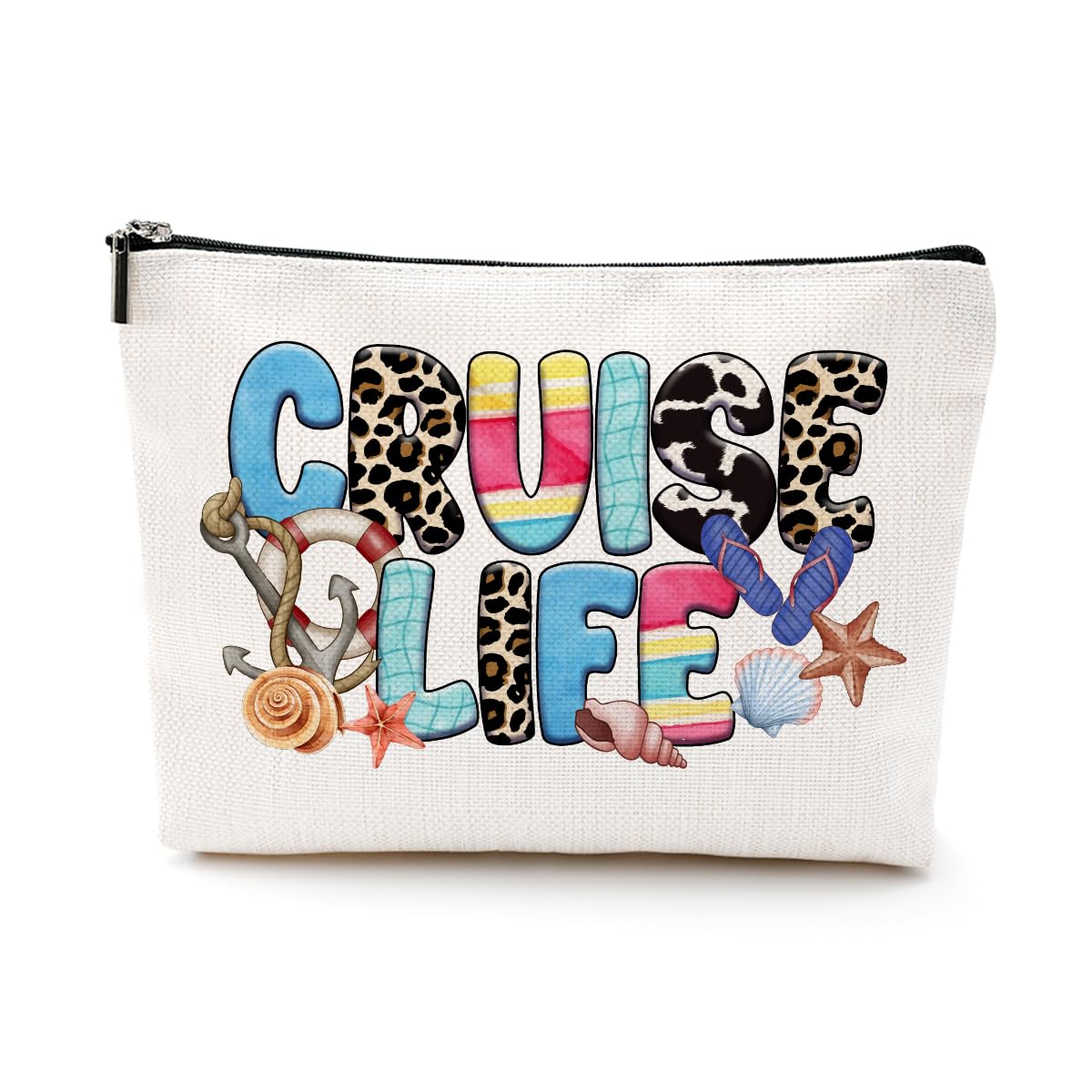 **Waterproof Cruise Life Makeup Bag - Cute Beach Themed Cosmetic Organizer for Women | Perfect Travel Essential for Summer Vacation, Cruise Trips, Beach Lovers & Bestie Gifts (Christmas, Birthday, Graduation)**