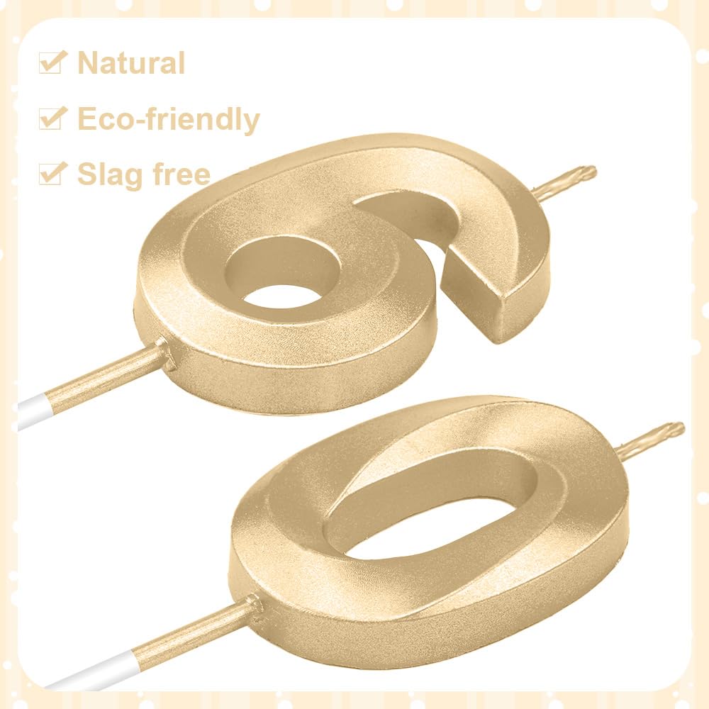 60th Birthday Candles Numbers - Champagne Gold Cake Toppers for Birthday Parties, Weddings & Anniversaries - Perfect for Cake Decorations & Celebration Supplies