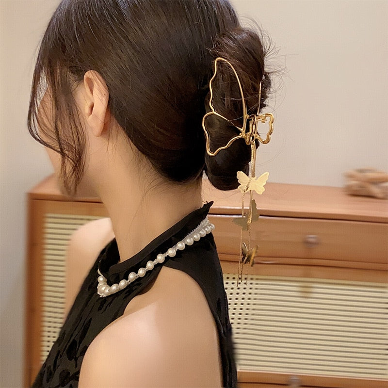 Elegant Butterfly Shark Hair Clip for Women - Fashion Hair Accessories for Parties, Weddings & Everyday Style