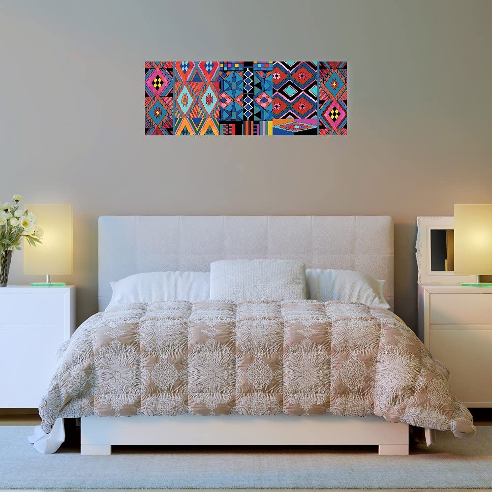 Hand-Painted Tribal Canvas Wall Art by Nikki Chu - 60x22 Inches - Ready to Hang Home Decor for Living Room, Bedroom, Office & More - Perfect for Boho, Modern & Eclectic Interior Design Styles